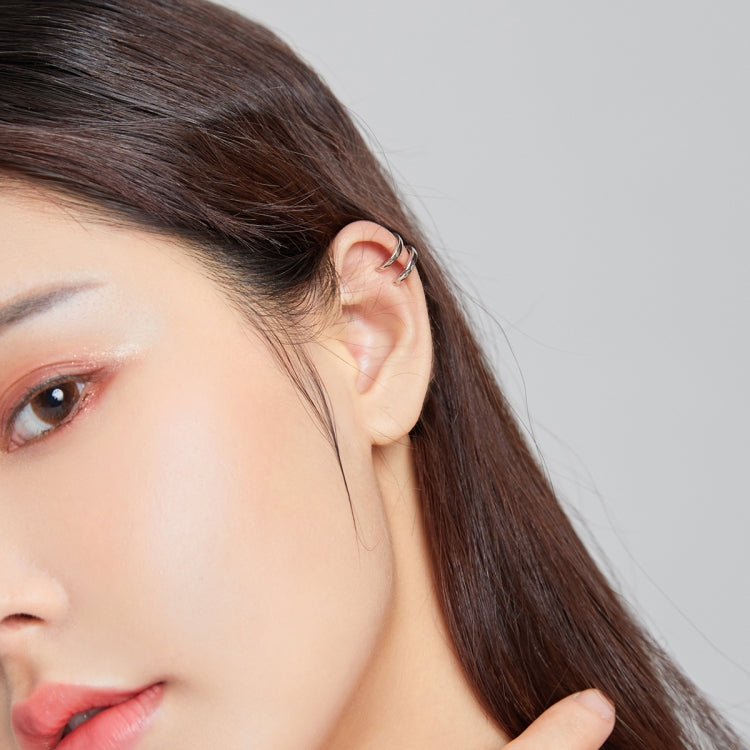 S925 Sterling Silver Silver Double-ring Ear Clip Women Earrings