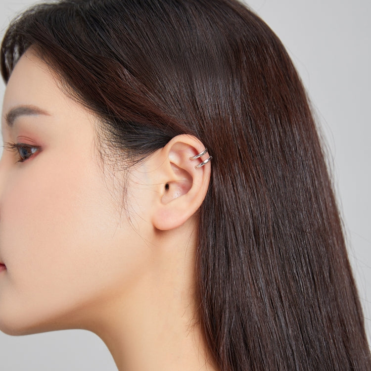 S925 Sterling Silver Silver Double-ring Ear Clip Women Earrings