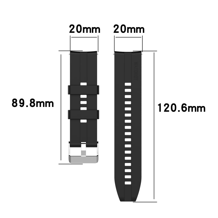 GTS 2 20mm Silicone Replacement Strap Watchband with Silver Buckle, For Amazfit GTS 2e
