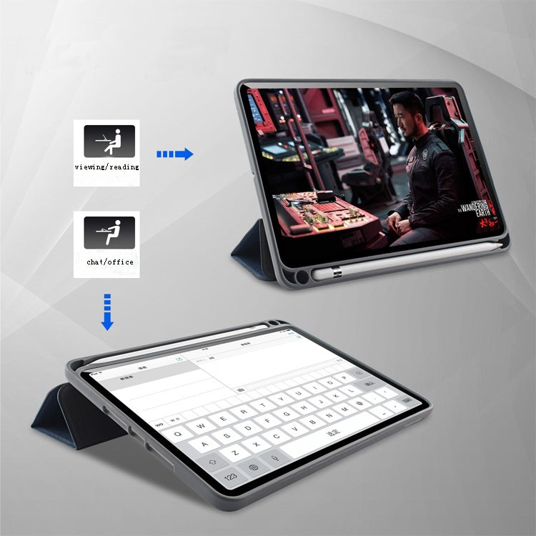 Litchi Texture Horizontal Flip Leather Case with Three-folding Holder & Pen Slot, For iPad 10.2