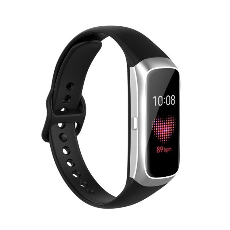 For Samsung Galaxy Fit SM-R370 Silicone Steel Shrapnel Black Buckle Replacement Strap Watchband
