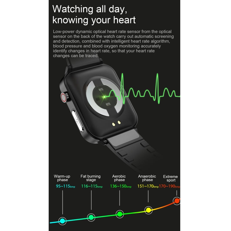 E86 1.7 inch TFT Color Screen IP68 Waterproof Smart Watch, Support Blood Oxygen Monitoring / Body Temperature Monitoring / AI Medical Diagnosis, Style: TPU Strap