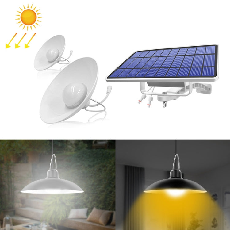2 in 1 Solar Light Landscape Courtyard Corridor Lighting 32-LED Retro Chandelier — White Lampshade