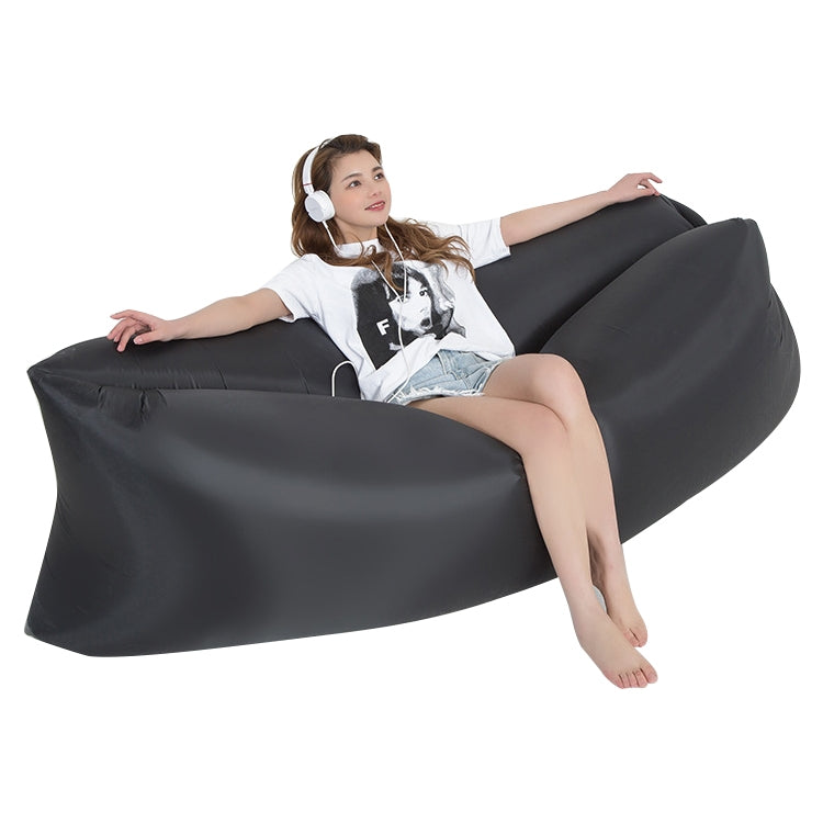 Outdoor Portable Lazy Water Inflatable Sofa Beach Grass Air Bed, Size: 200 x 70cm — 200 x 70cm Black
