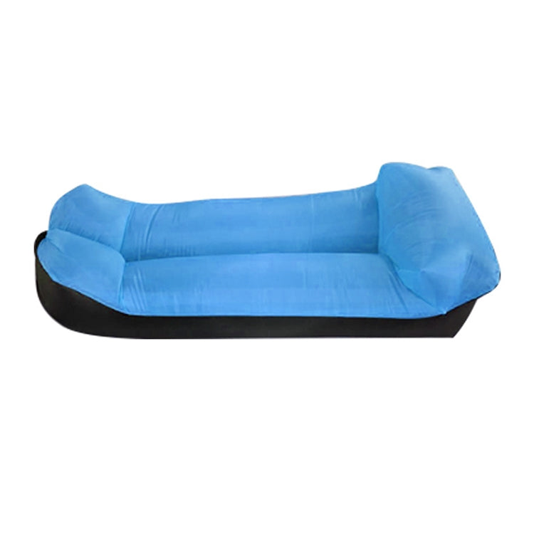 Color-blocking Pillow Style 210T Tear-proof Plaid Cloth Inflatable Sofa Outdoor Portable Air Sleeping Bag Beach Inflatable Floating Row, Size: 240 x 55cm — 240 x 55cm Dark Blue + Black