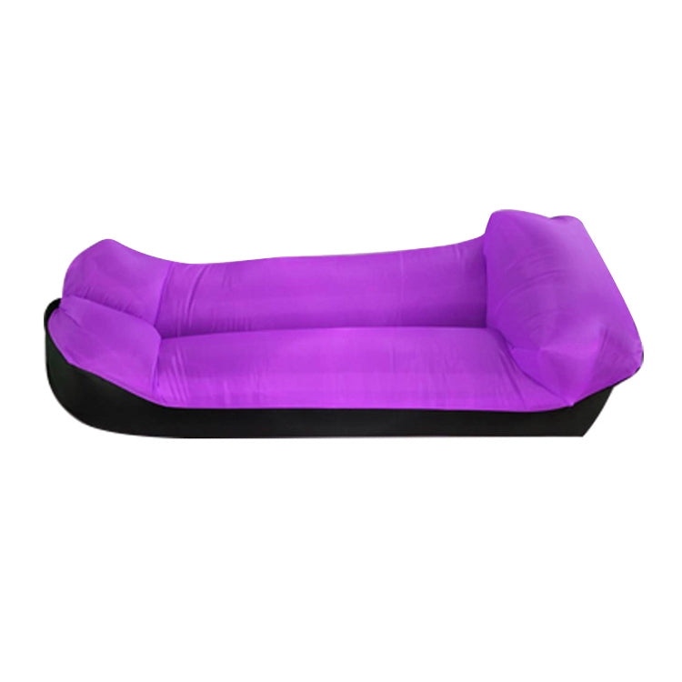 Color-blocking Pillow Style 210T Tear-proof Plaid Cloth Inflatable Sofa Outdoor Portable Air Sleeping Bag Beach Inflatable Floating Row, Size: 240 x 55cm — 240 x 55cm Sky Blue + Black