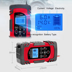 DEMUDA DC-80 Car Battery Charger 12V/24V Intelligent Pulse Repair Type Lead-acid Battery