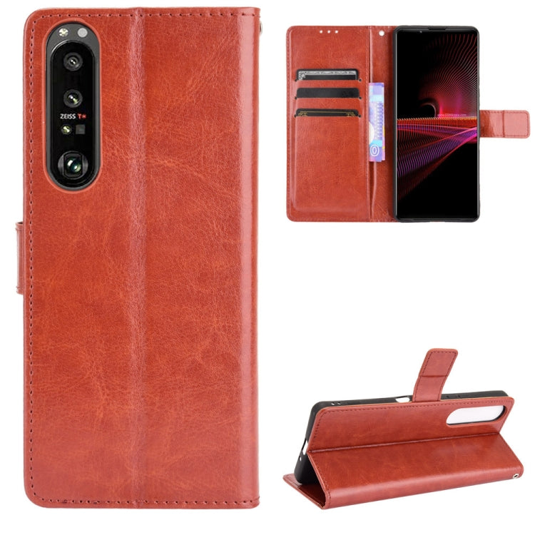 Retro Crazy Horse Texture Horizontal Flip Leather Case with Holder & Card Slots & Photo Frame