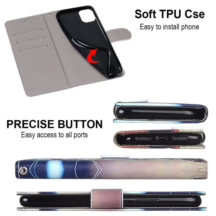 Coloured Drawing Cross Texture Horizontal Flip PU Leather Case with Holder & Card Slots & Wallet & Lanyard