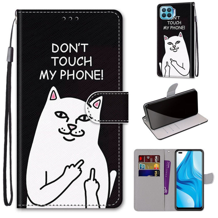 Coloured Drawing Cross Texture Horizontal Flip PU Leather Case with Holder & Card Slots & Wallet & Lanyard — Slant Hat Blue Mirror Cat