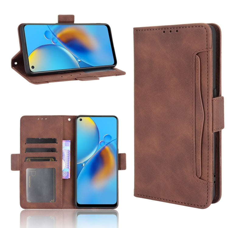 Skin Feel Calf Pattern Horizontal Flip Leather Case with Holder & Card Slots & Photo Frame — Brown