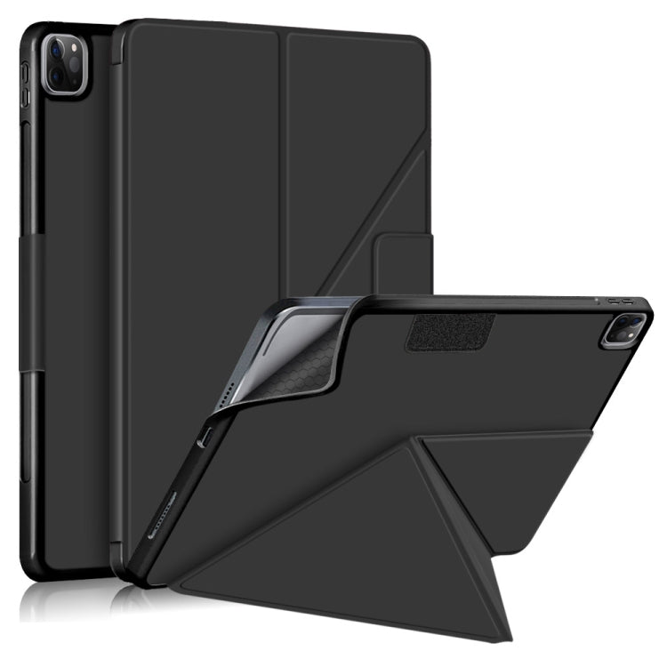 Cloth Texture Multi-folding Horizontal Flip PU Leather Shockproof Case with Holder & Sleep / Wake-up Function