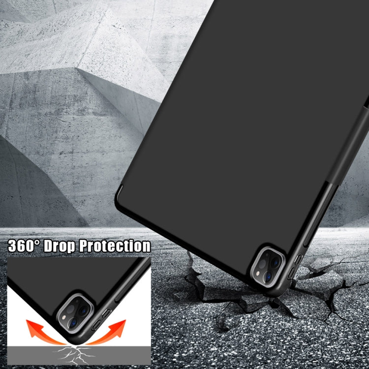 Cloth Texture Multi-folding Horizontal Flip PU Leather Shockproof Case with Holder & Sleep / Wake-up Function