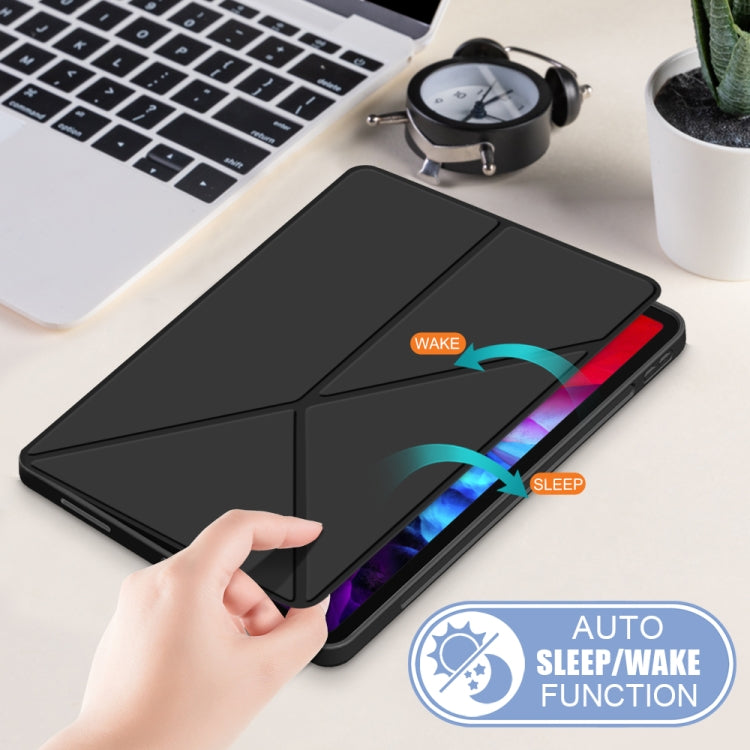 Cloth Texture Multi-folding Horizontal Flip PU Leather Shockproof Case with Holder & Sleep / Wake-up Function
