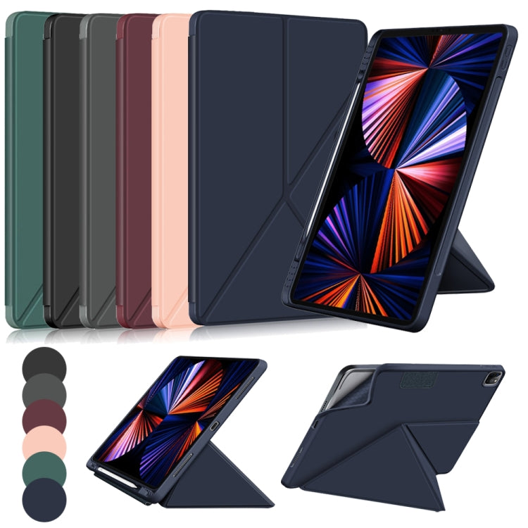 Cloth Texture Multi-folding Horizontal Flip PU Leather Shockproof Case with Holder & Sleep / Wake-up Function