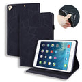 Calf Pattern Double Folding Design Embossed Leather Case with Holder & Card Slots & Pen Slot & Elastic Band