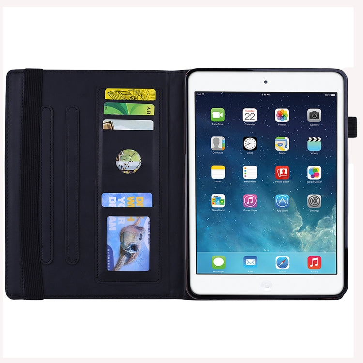 Calf Pattern Double Folding Design Embossed Leather Case with Holder & Card Slots & Pen Slot & Elastic Band — For Samsung Galaxy Tab A 10.5 T590 / T595