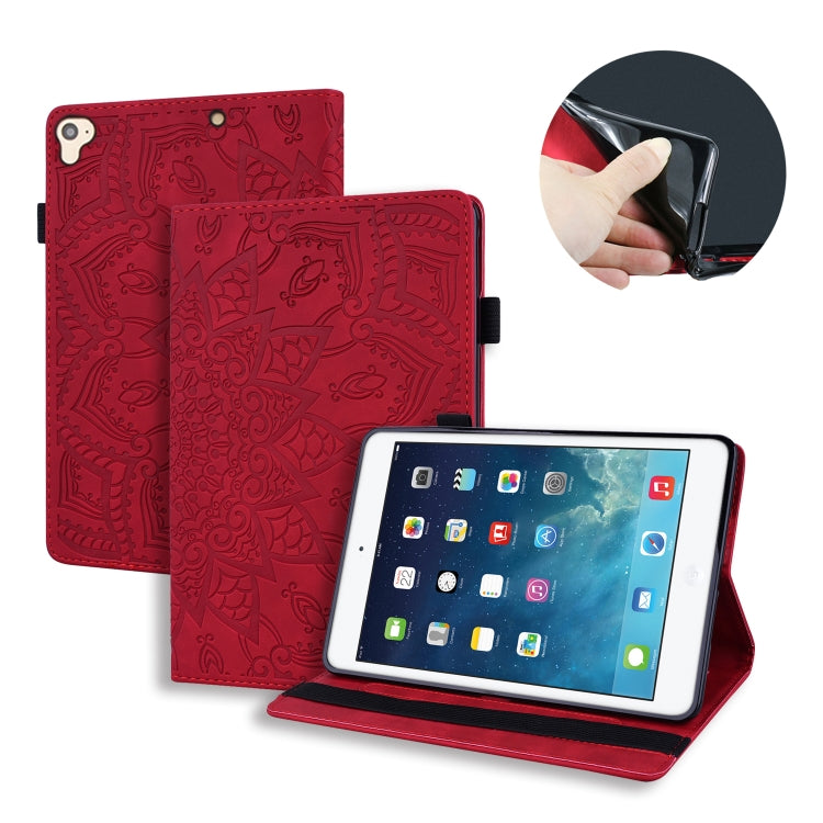 Calf Pattern Double Folding Design Embossed Leather Case with Holder & Card Slots & Pen Slot & Elastic Band — Brown