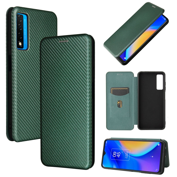 Carbon Fiber Texture Magnetic Horizontal Flip TPU + PC + PU Leather Case with Card Slot — Pink