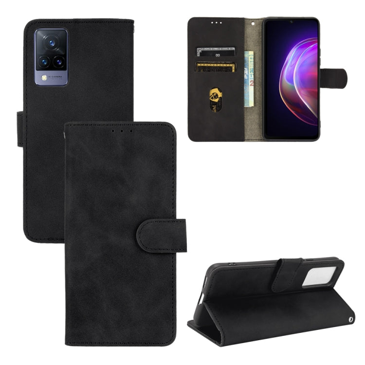Solid Color Skin Feel Magnetic Buckle Horizontal Flip Calf Texture PU Leather Case with Holder & Card Slots & Wallet — Brown