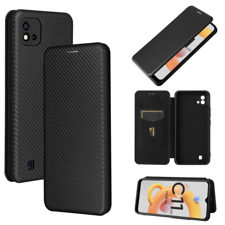 Carbon Fiber Texture Magnetic Horizontal Flip TPU + PC + PU Leather Case with Card Slot — Pink