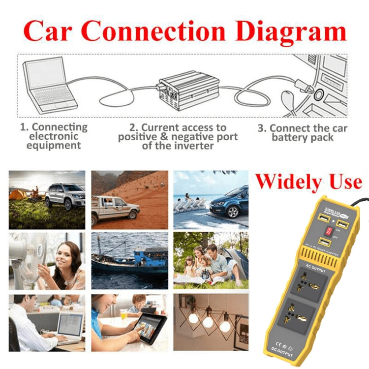 300W Car Power Inverter with Three USB, 12V to 220V