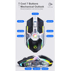 iMICE G7 Colorful Streamer Lights Rechargeable Silent Wireless Mouse