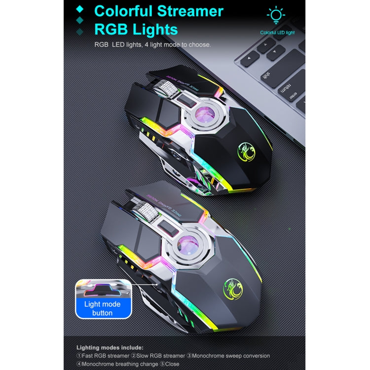 iMICE G7 Colorful Streamer Lights Rechargeable Silent Wireless Mouse