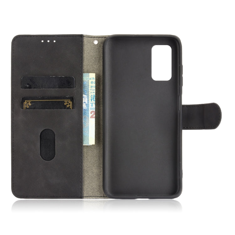 Solid Color Skin Feel Magnetic Buckle Horizontal Flip Calf Texture PU Leather Case with Holder & Card Slots & Wallet