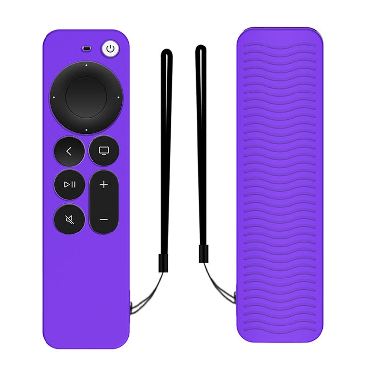 Silicone Protective Case Cover For Apple TV 4K 4th Siri Remote Controller — Purple