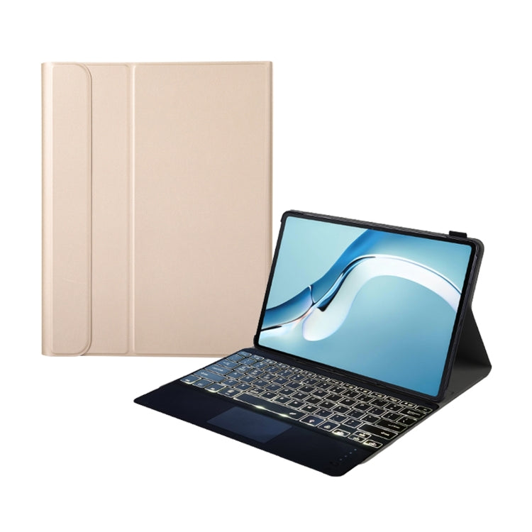 For Huawei MatePad Pro 12.6 2021 Sheep Texture Ultra-thin Backlight Bluetooth Keyboard Horizontal Flip Leather Case with Holder & Touchpad — Black
