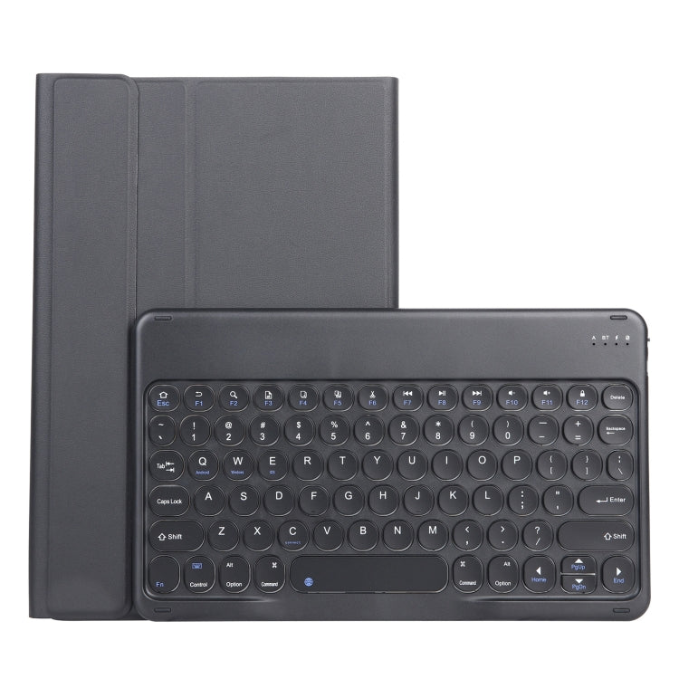 YAM12 Lambskin Texture Detachable Round Keycap Bluetooth Keyboard Leather Case with Holder