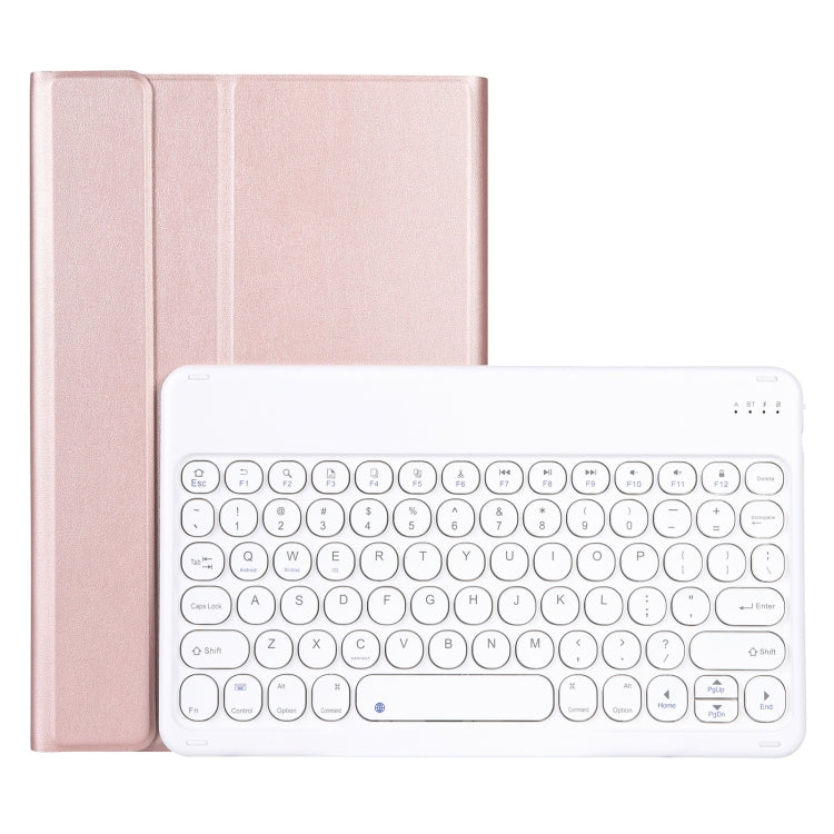 YAM13 Lambskin Texture Detachable Round Keycap Bluetooth Keyboard Leather Case with Holder — Dark Green