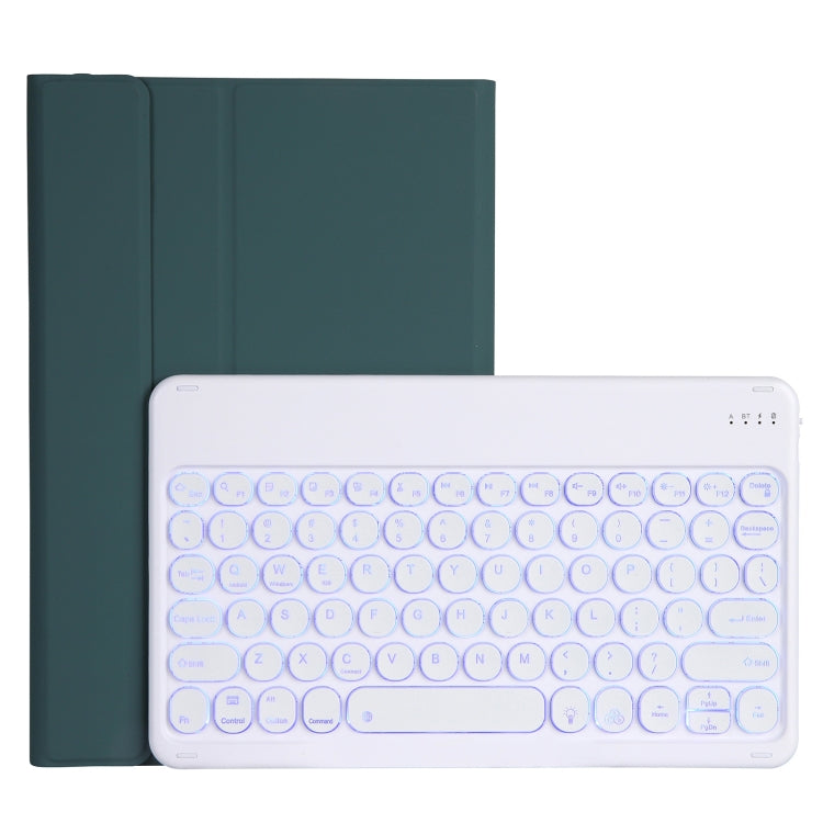 YAM13 Backlight Style Lambskin Texture Detachable Round Keycap Bluetooth Keyboard Leather Case with Holder — Gold