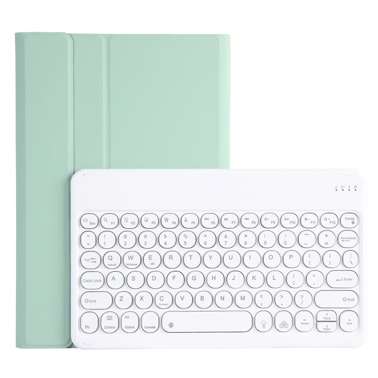 YAM13 Backlight Style Lambskin Texture Detachable Round Keycap Bluetooth Keyboard Leather Case with Holder — Rose Gold