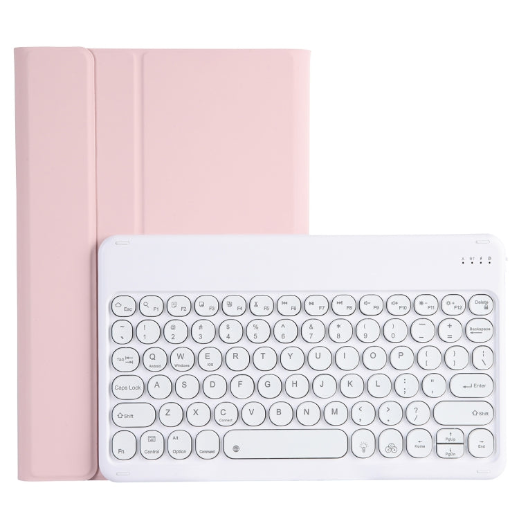 YAM13 Backlight Style Lambskin Texture Detachable Round Keycap Bluetooth Keyboard Leather Case with Holder — Dark Green