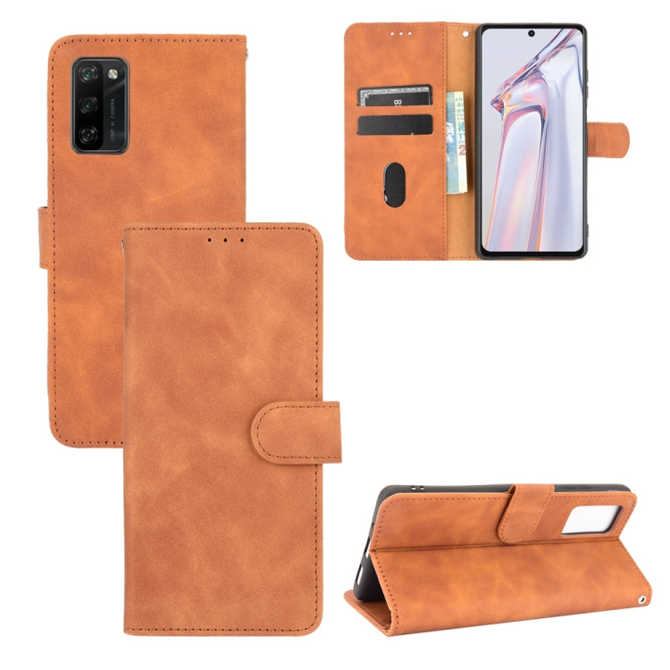 Solid Color Skin Feel Magnetic Buckle Horizontal Flip Calf Texture PU Leather Case with Holder & Card Slots & Wallet