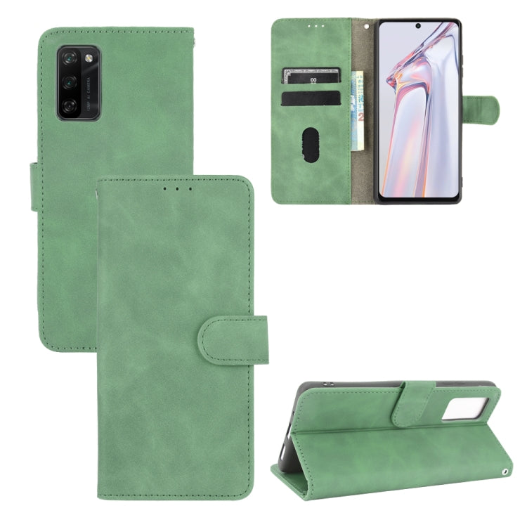 Solid Color Skin Feel Magnetic Buckle Horizontal Flip Calf Texture PU Leather Case with Holder & Card Slots & Wallet