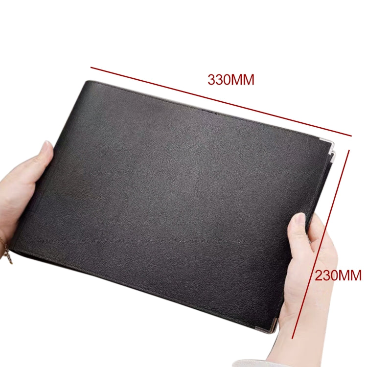 A4 Faux Leather Loose-leaf Grid Notebook — Checkered Core