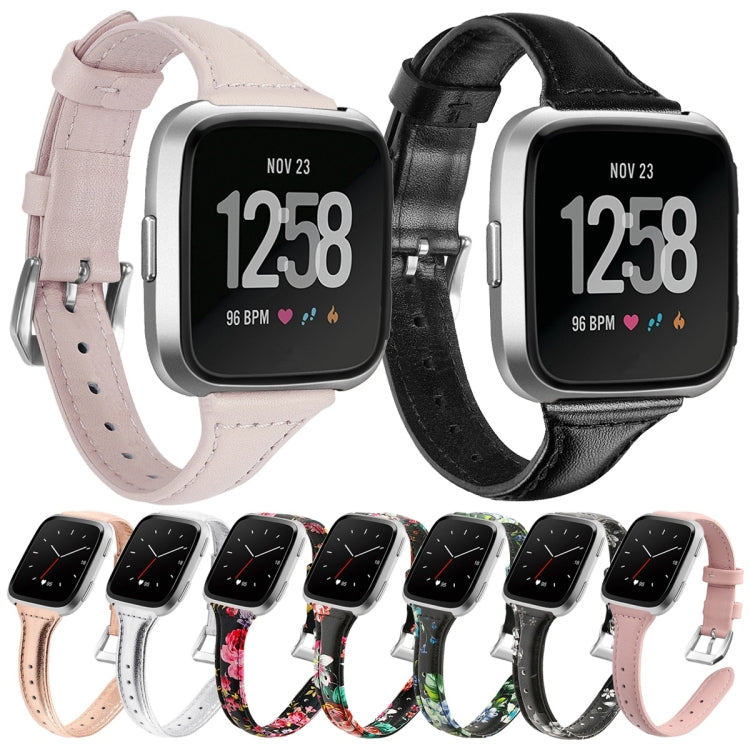For Fitbit Versa 2 Smart Watch Genuine Leather Wrist Strap Watchband, Shrink Version