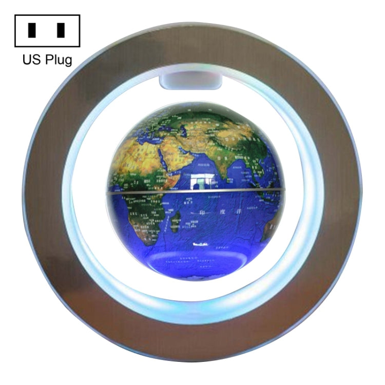 Living Room Desktop Decorations Magnetic Levitation Globe with LED Light — Beige White