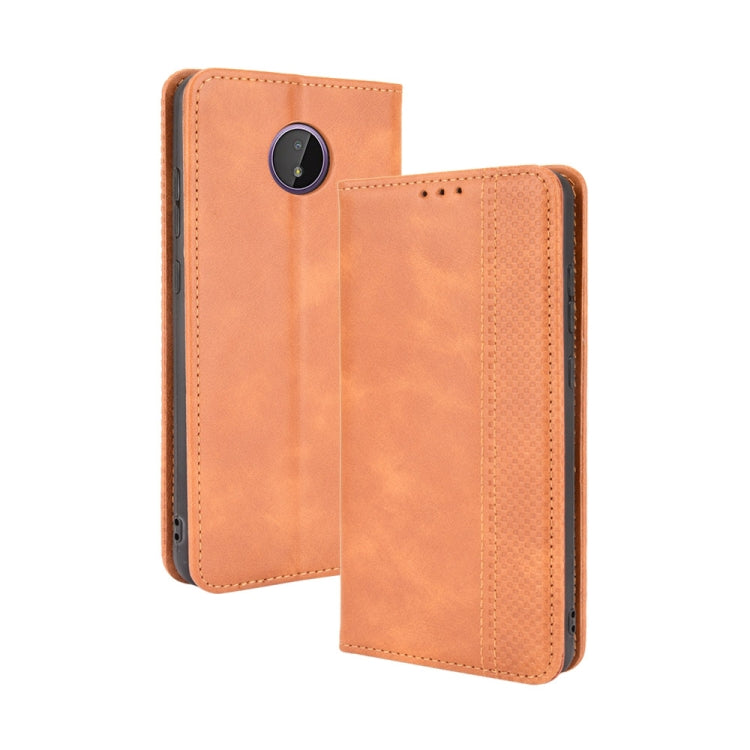 Magnetic Buckle Retro Crazy Horse Texture Horizontal Flip Leather Case with Holder & Card Slots & Photo Frame