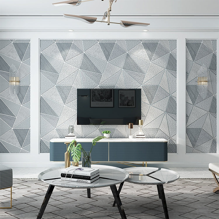 Home Geometric Wallpaper Deerskin Velvet Non-self-adhesive Thickened Wallpaper — Light Coffee