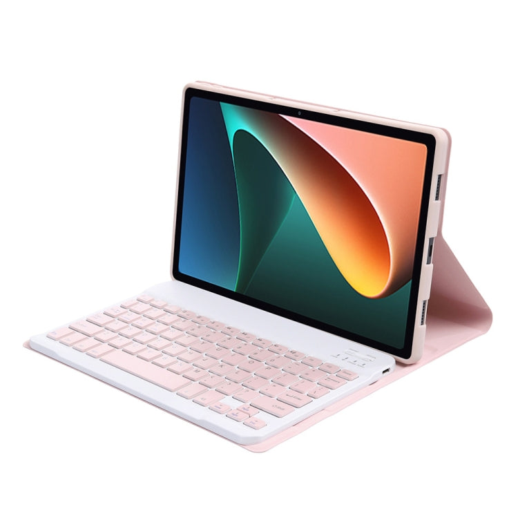 AN05 Ultra-thin Detachable Lambskin Texture TPU Bluetooth Keyboard Leather Case with Holder For Xiaomi Pad 5 / 5 Pro — Black