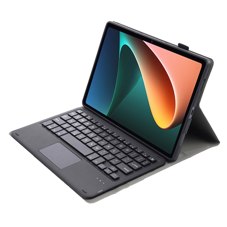 AN05-A Ultra-thin Detachable Lambskin Texture TPU Bluetooth Keyboard Leather Case with Holder & Touchpad For Xiaomi Pad 5 / 5 Pro — Black