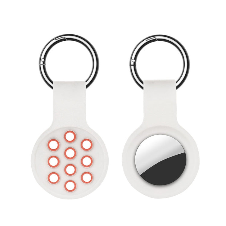 Dual-color Shockproof Silicone Protective Cover Case with Keychain Hook Loop — White Green Red