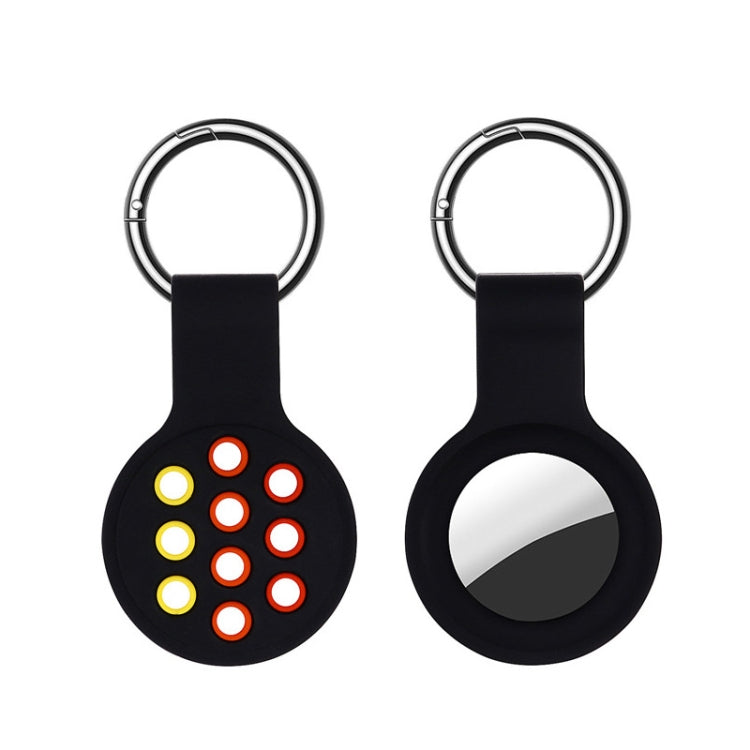 Dual-color Shockproof Silicone Protective Cover Case with Keychain Hook Loop — Black Grey