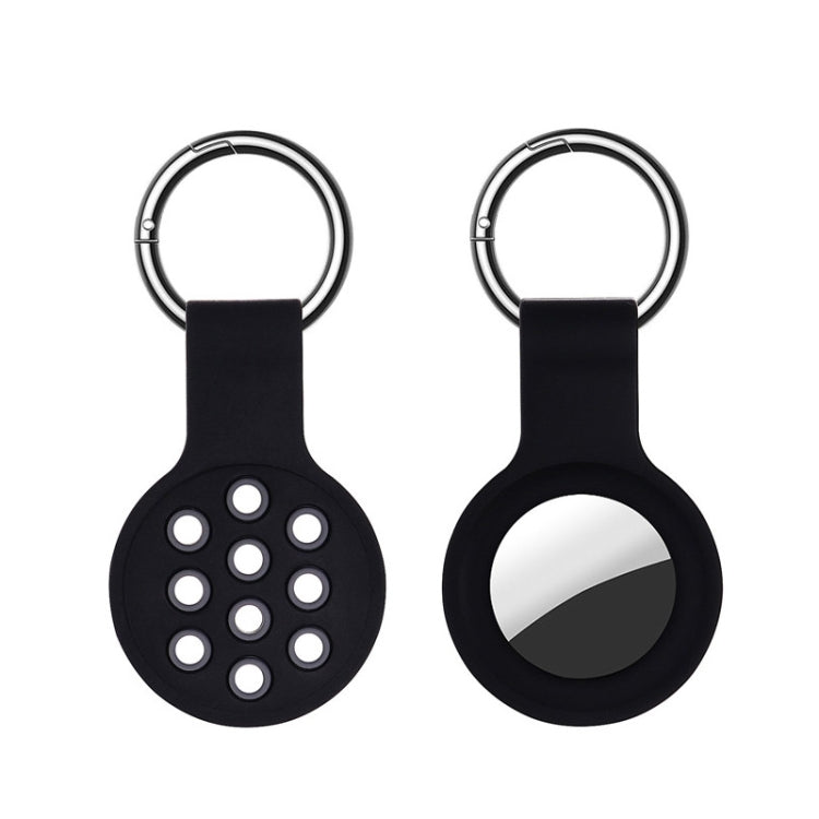 Dual-color Shockproof Silicone Protective Cover Case with Keychain Hook Loop — Black Green