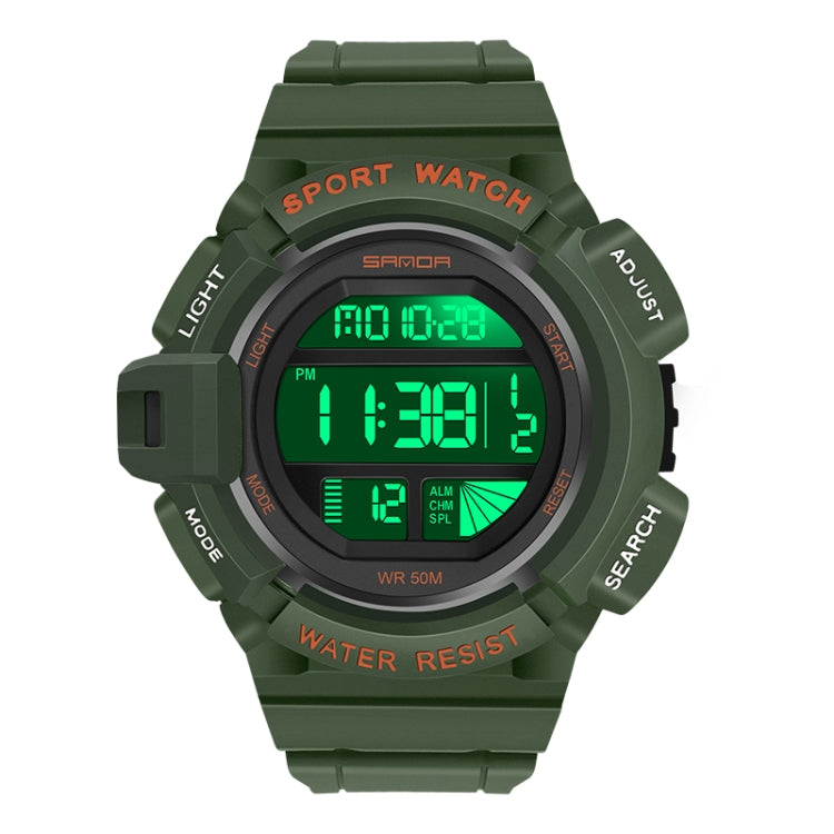 SANDA 2106 LED Digital Display Luminous Alarm Clock Men Outdoor Sports Electronic Watch — Black Gold