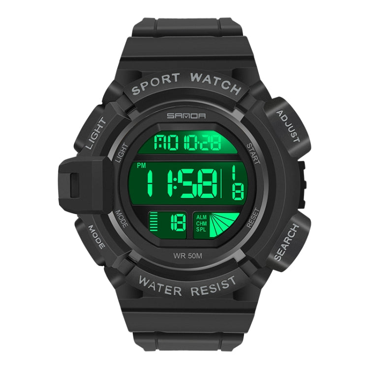 SANDA 2106 LED Digital Display Luminous Alarm Clock Men Outdoor Sports Electronic Watch — Khaki